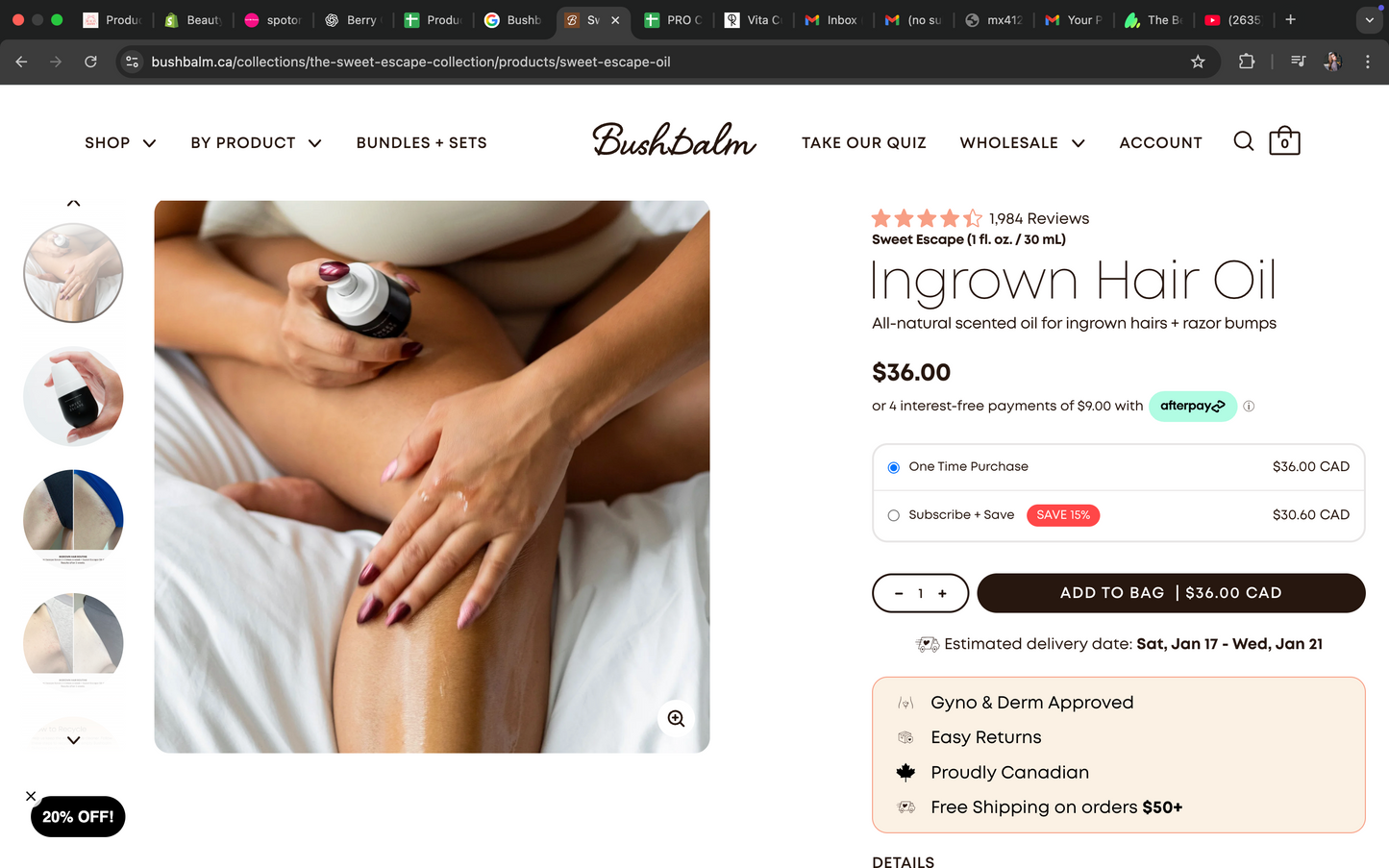 Bushbalm Sweet Escape Oil Ingrown Hair (30ml)